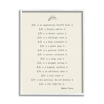 Stupell Home Decor Mother Theresa White Framed Wall Art