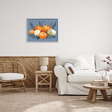 Stupell Home Decor Pumpkins Leaves Silver Finish Framed Wall Art