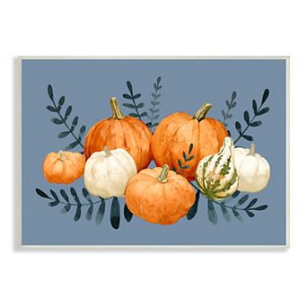 Stupell Home Decor Pumpkins Blue Plaque Wall Art