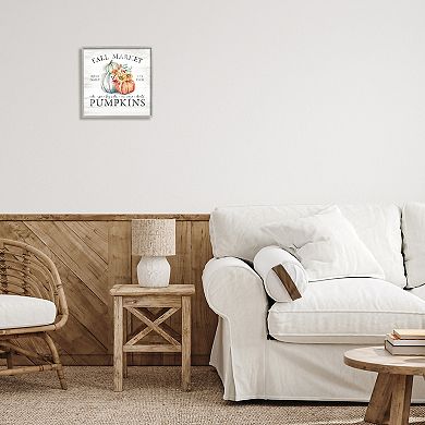 Stupell Home Decor Fall Market Pumpkins Silver Finish Framed Wall Art
