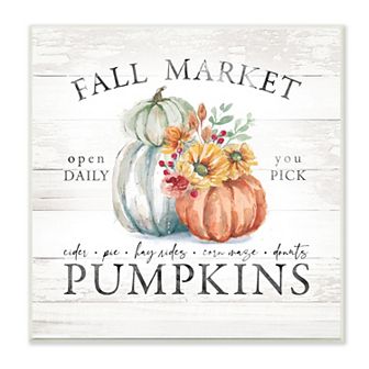 Stupell Home Decor Fall Market Pumpkins Plaque Wall Art