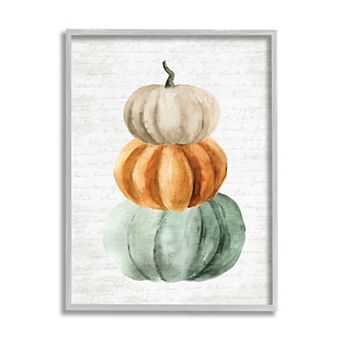 Stupell Home Decor Stacked Farm Pumpkins Silver Finish Framed Wall Art