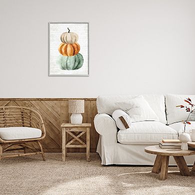 Stupell Home Decor Stacked Farm Pumpkins Silver Finish Framed Wall Art