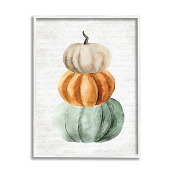 Stupell Home Decor Stacked Farm Pumpkins White Framed Wall Art