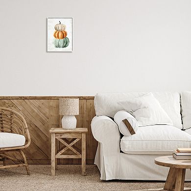 Stupell Home Decor Stacked Farm Pumpkins White Framed Wall Art