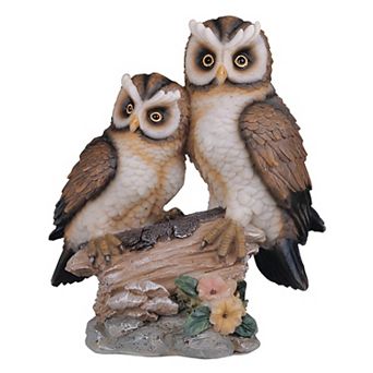 FC Design 4.5"W Owl Couple Standing on Tree Trunk Statue Wild Animal Decoration Figurine Home Room Decor