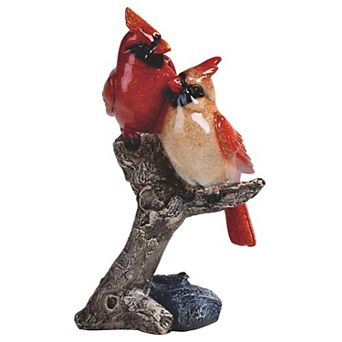 FC Design 8"H Red Northern Cardinal Couple Standing on Tree Trunk Statue Wild Animal Decoration Figurine Home Room Decor