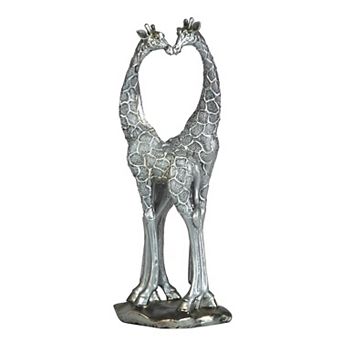 FC Design 12"H Silver Giraffe Couple with Heart Shaped Figurine Home Room Decor