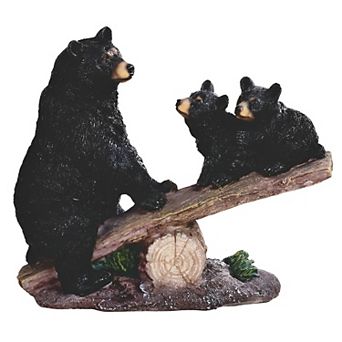 FC Design 8.5"W Black Bear with Cubs Playing on Seesaw Bear Family Figurine Home Room Decor