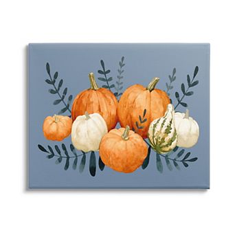 Stupell Home Decor Pumpkins Blue Canvas Wall Art