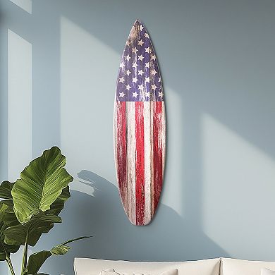 American Art Décor American Flag Surfboard Plaque Wall Art