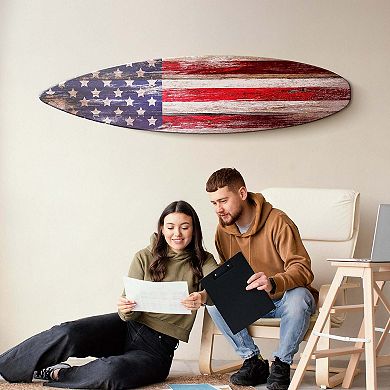 American Art Décor American Flag Surfboard Plaque Wall Art