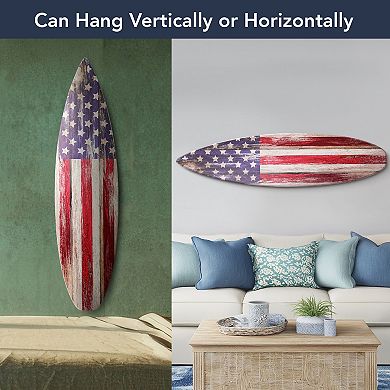 American Art Décor American Flag Surfboard Plaque Wall Art