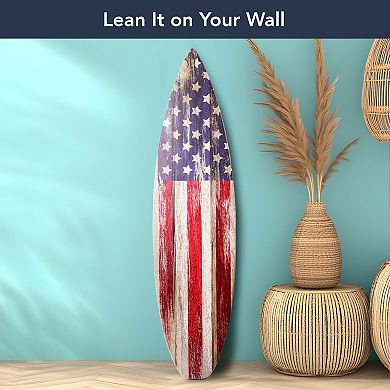 American Art Décor American Flag Surfboard Plaque Wall Art
