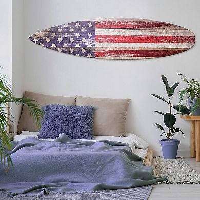 American Art Décor American Flag Surfboard Plaque Wall Art