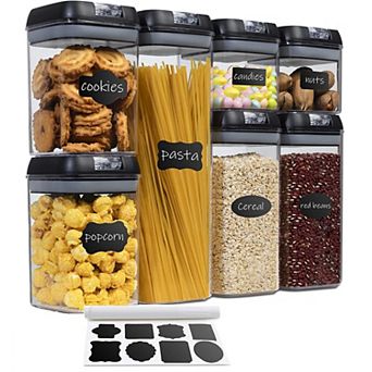 Cheer Collection Airtight Food Storage Containers, Set of 7 BPA Free with Labels and Marker