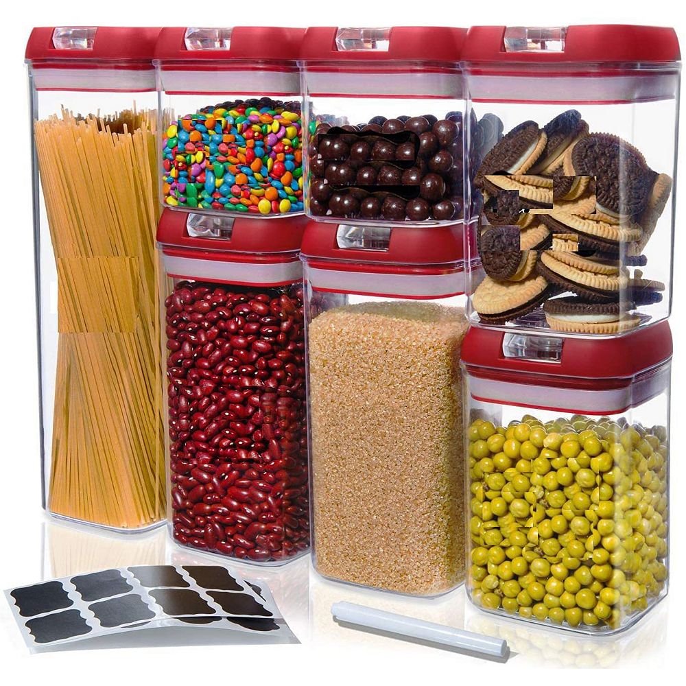Cheer Collection Set of 7 Airtight Food Storage Containers - Heavy Duty ...