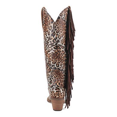 Dingo Cheetah Women's Leather Cowboy Boots