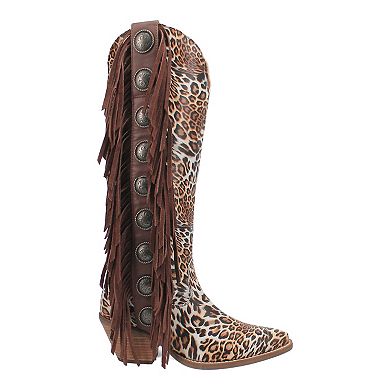 Dingo Cheetah Women's Leather Cowboy Boots