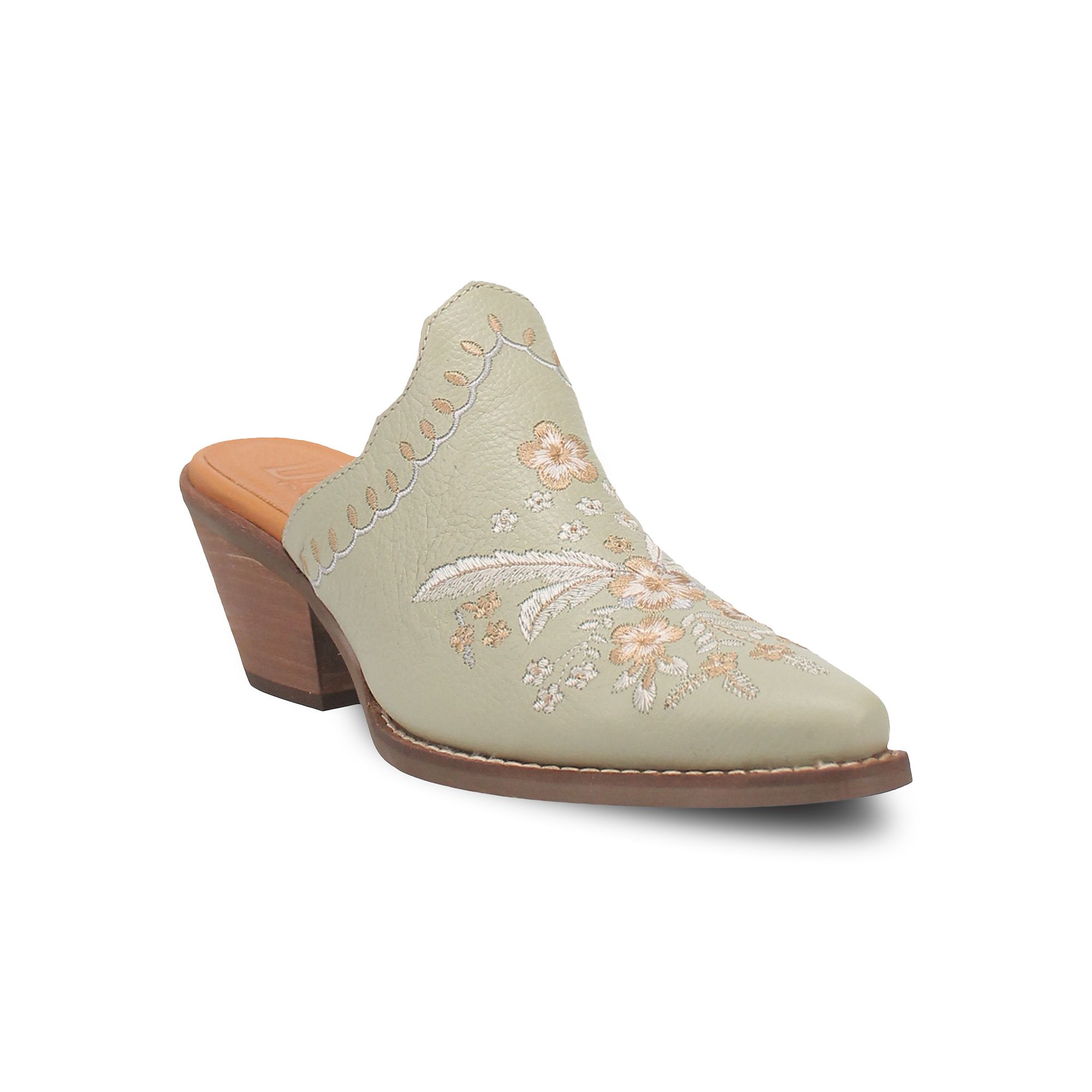Dingo Wildflower Womens Leather Mules, Size: 6.5, Green