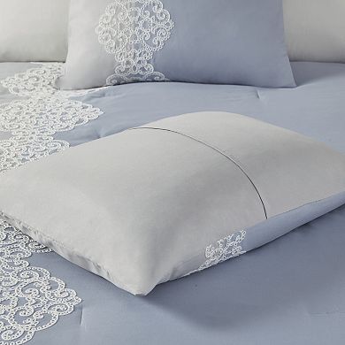 Madison Park Vera Luxury 8-Piece Floral Embroidered Microfiber Comforter Set with Pillows