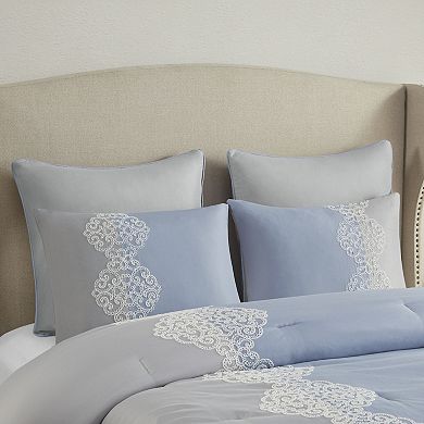 Madison Park Vera Luxury 8-Piece Floral Embroidered Microfiber Comforter Set with Pillows
