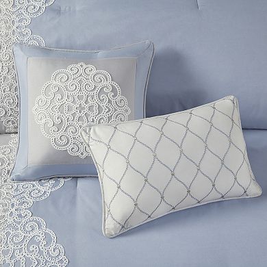 Madison Park Vera Luxury 8-Piece Floral Embroidered Microfiber Comforter Set with Pillows
