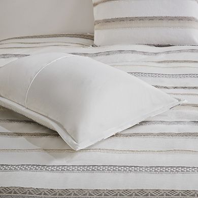 Madison Park Langley 3-Piece Striped Clipped Jacquard Duvet Cover Set with Shams