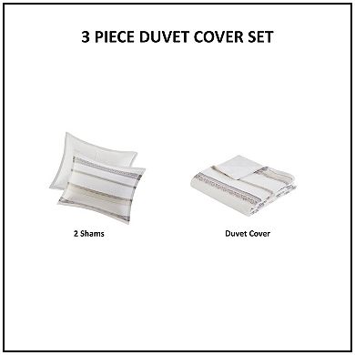 Madison Park Langley 3-Piece Striped Clipped Jacquard Duvet Cover Set with Shams