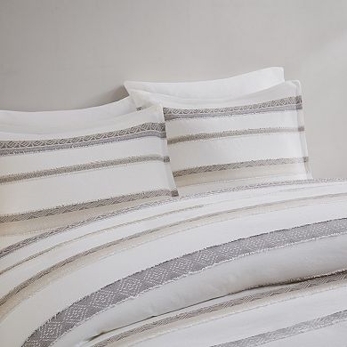 Madison Park Langley 3-Piece Striped Clipped Jacquard Duvet Cover Set with Shams