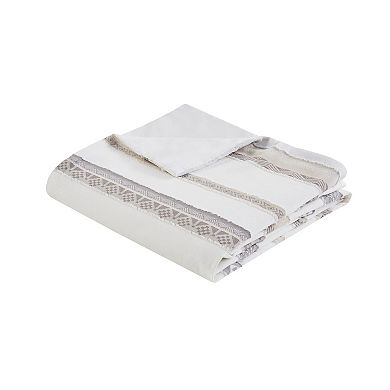 Madison Park Langley 3-Piece Striped Clipped Jacquard Duvet Cover Set with Shams