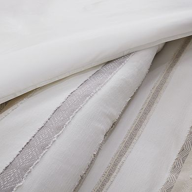 Madison Park Langley 3-Piece Striped Clipped Jacquard Duvet Cover Set with Shams