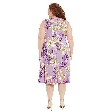 Plus Size London Times Keyhole Midi Dress