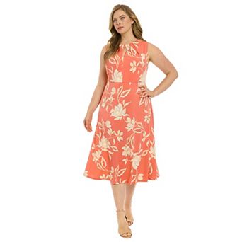 Plus Size London Times Keyhole Midi Dress