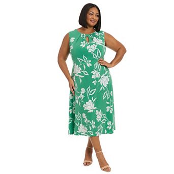 Plus Size London Times Keyhole Midi Dress