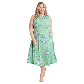Plus Size London Times Keyhole Midi Dress