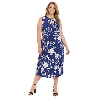 Plus Size London Times Keyhole Midi Dress
