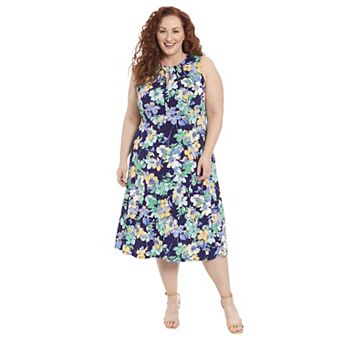 Plus Size London Times Keyhole Midi Dress