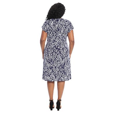 Plus Size London Times Ruffle Sleeve Midi Dress