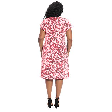 Plus Size London Times Ruffle Sleeve Midi Dress