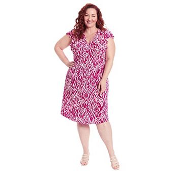 Plus Size London Times Ruffle Sleeve Midi Dress