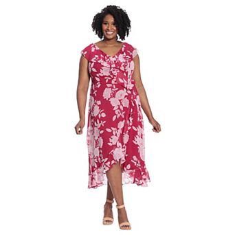 Plus Size London Times Faux Wrap Maxi Dress