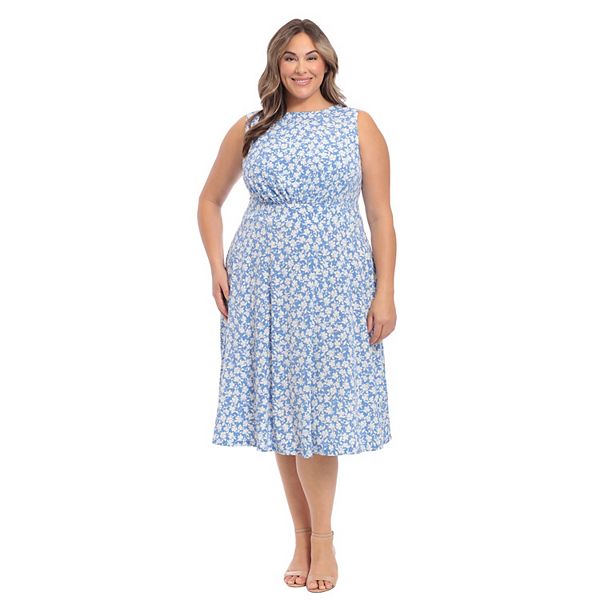 Plus Size London Times Midi Dress - Sky Ivory (16 W)