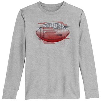 Boys 8-20 Red Geo Football Shape Tee
