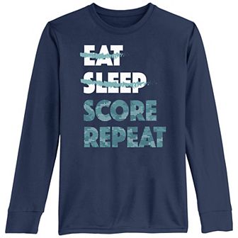 Boys 8-20 Eat Sleep Score Repeat Sign Tee