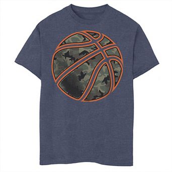 Boys 8-20 Baskeball Camo Neon Lines Ball Tee