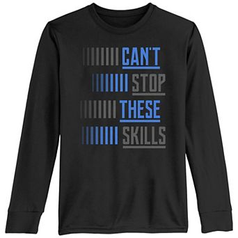 Boys 8-20 Blue And Grey Cant Stop These Skills Tee