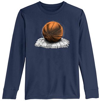 Boys 8-20 Basketball Sketch On Wooden Board Tee