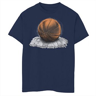Boys 8-20 Basketball Sketch On Wooden Board Tee