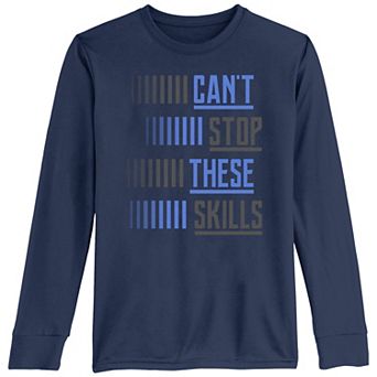 Boys 8-20 Blue And Grey Cant Stop These Skills Tee